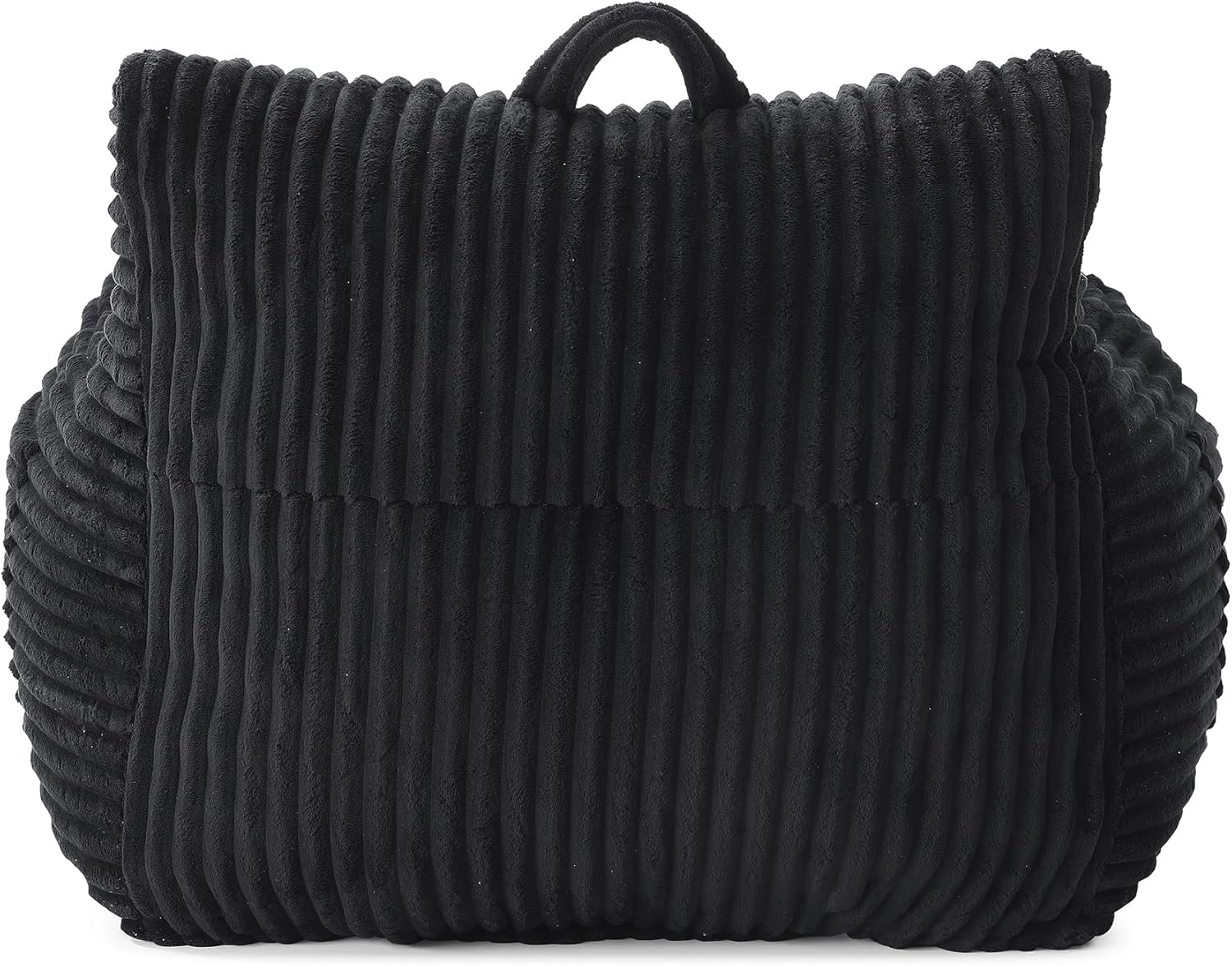 KEIKI Large Bean Bag Chair with Footstool, Oversized Beanbag Lazy Sofa Chair for Adults & Kids, Space Saving Corduroy Couch for Living Room Reading, No Assembly Required Accent Chaise Lounge, Black