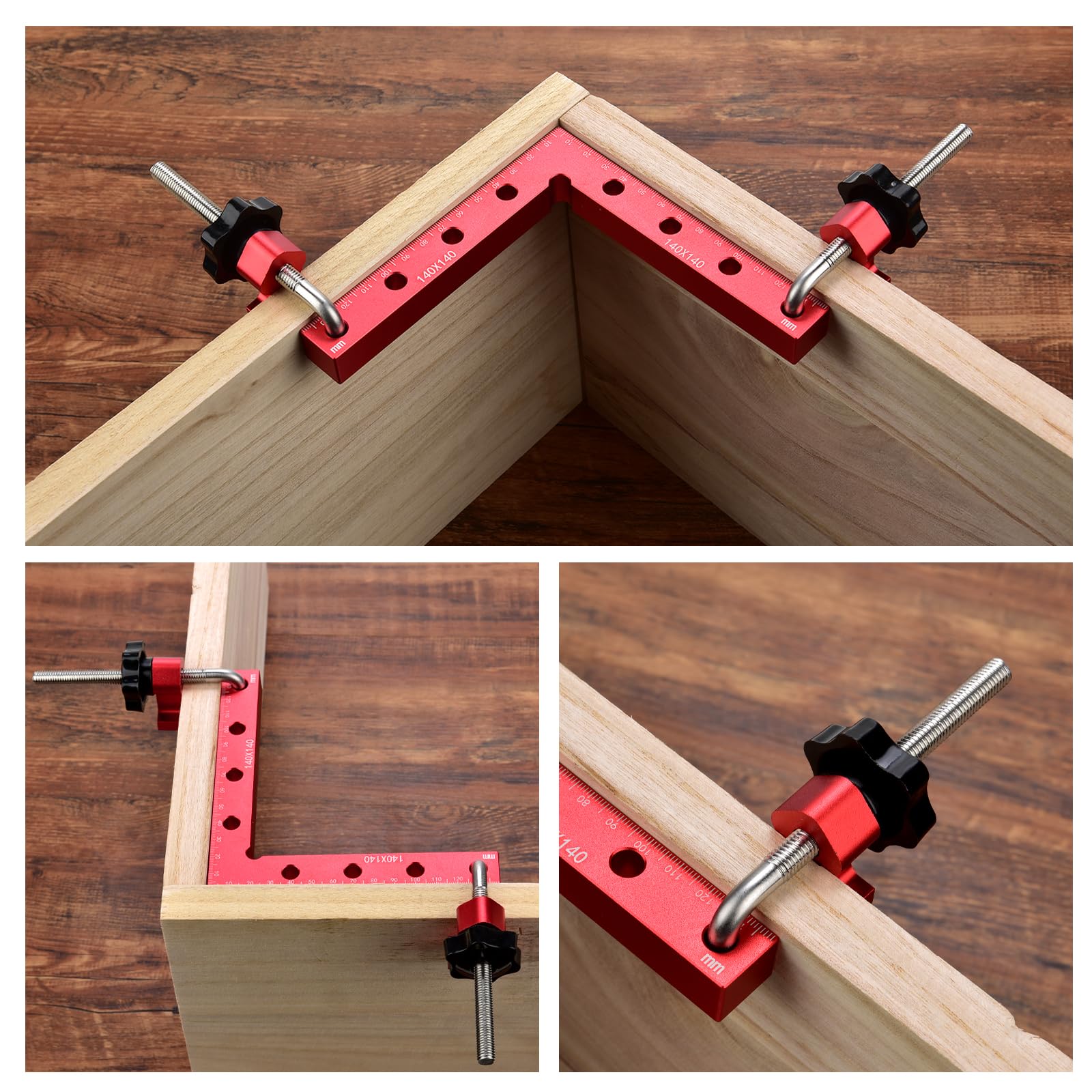 Abrazadera de 90 grados, abrazadera de gabinete, 14 x 14 cm, herramienta cuadrada de aleación de aluminio en ángulo recto, abrazaderas de esquina para herramientas de carpintería, abrazadera