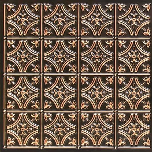 From Plain To Beautiful In Hours 150 Gothic Reims - Azulejos de techo de PVC de 2 x 2 pies (cubiertas300 pies cuadrados), oro antiguo, 75 piezas