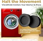 Plaquettes anti-vibrations pour laveuse avec/HexaGrip - Stops Séchoir à linge Noise Déplacement Shaking Skidding - Appareil Anti Vibration Machine de lavage Support Pieds Stabiliseur Mat - VIBRASHIELD 4 PK