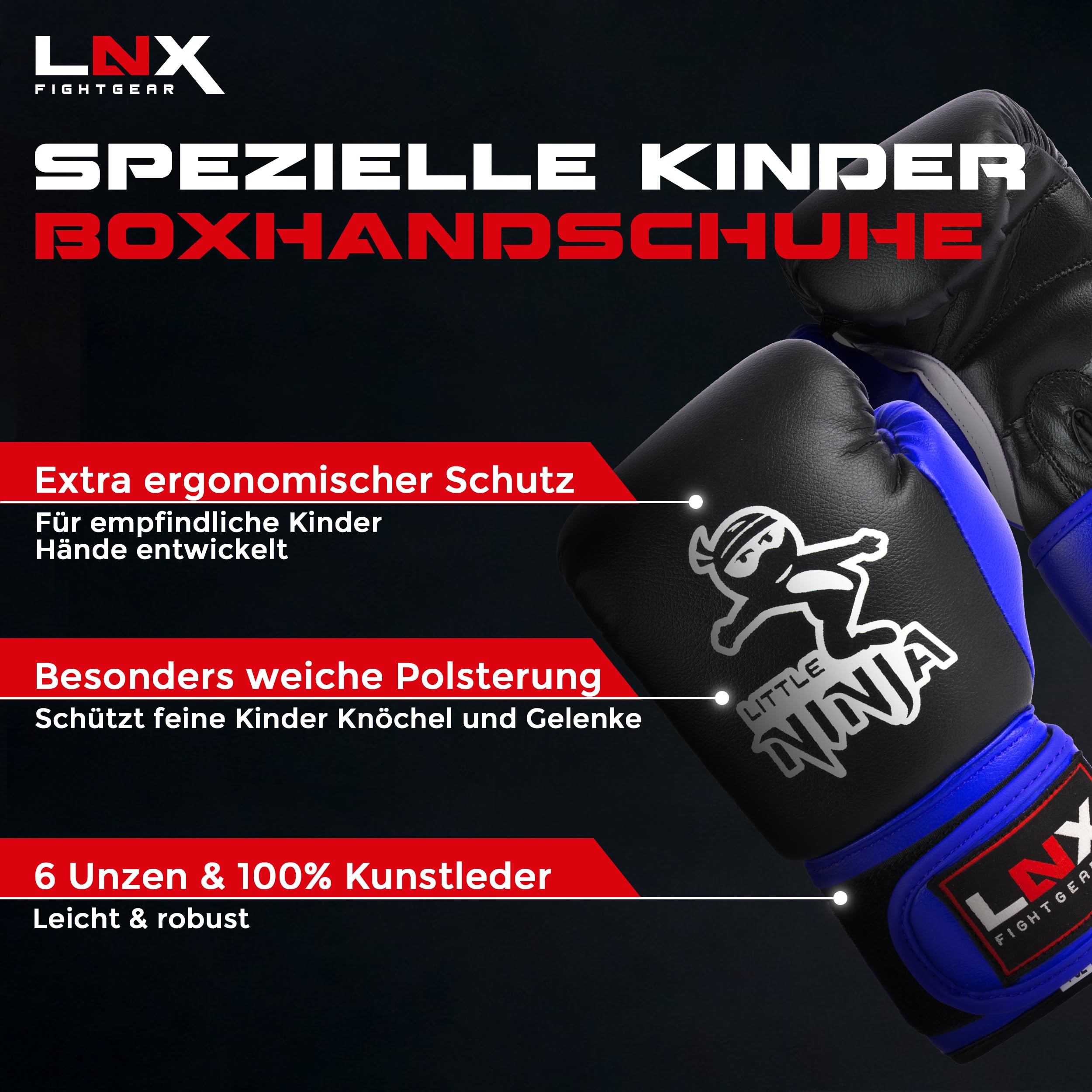 LNX Boxsack Set Kinder Little Ninja - 60cm gefüllt inkl. Boxhandschuhe Kids