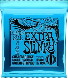 Cordas para guitarra elétrica Ernie Ball Extra Regular Slinky, revestimento de níquel, calibre 8-38