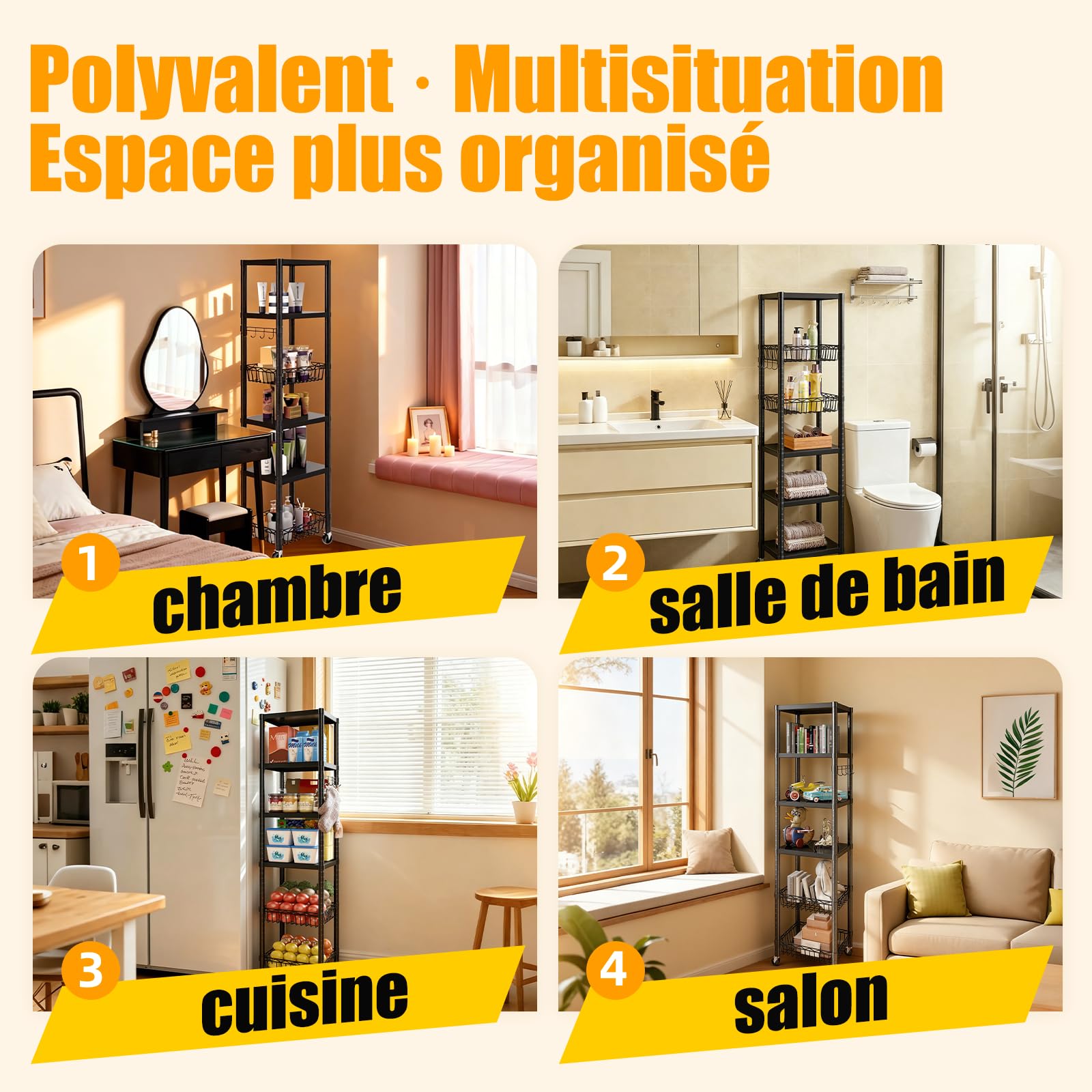 AQRA Etagère Métallique à Tablettes Ajustables pour Cuisine & Garage | 6 Tablettes, dim.30,5×40×157cm, Charge >180kg, Usage Cuisine, Bureau, Garage