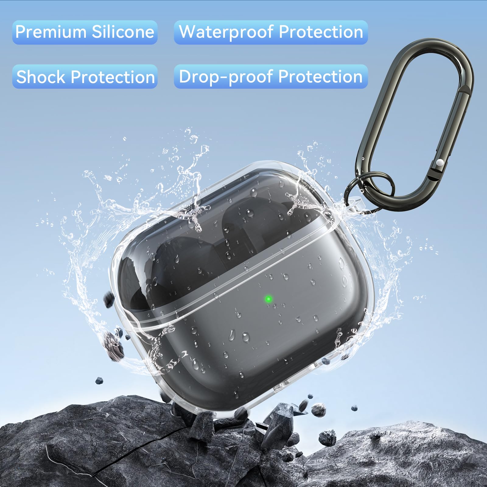 YLK Coque Samsung Galaxy Buds 3 Pro/Buds 3 Étui Antichoc TPU Souple Recharge USB-C Sans Fil Transparent