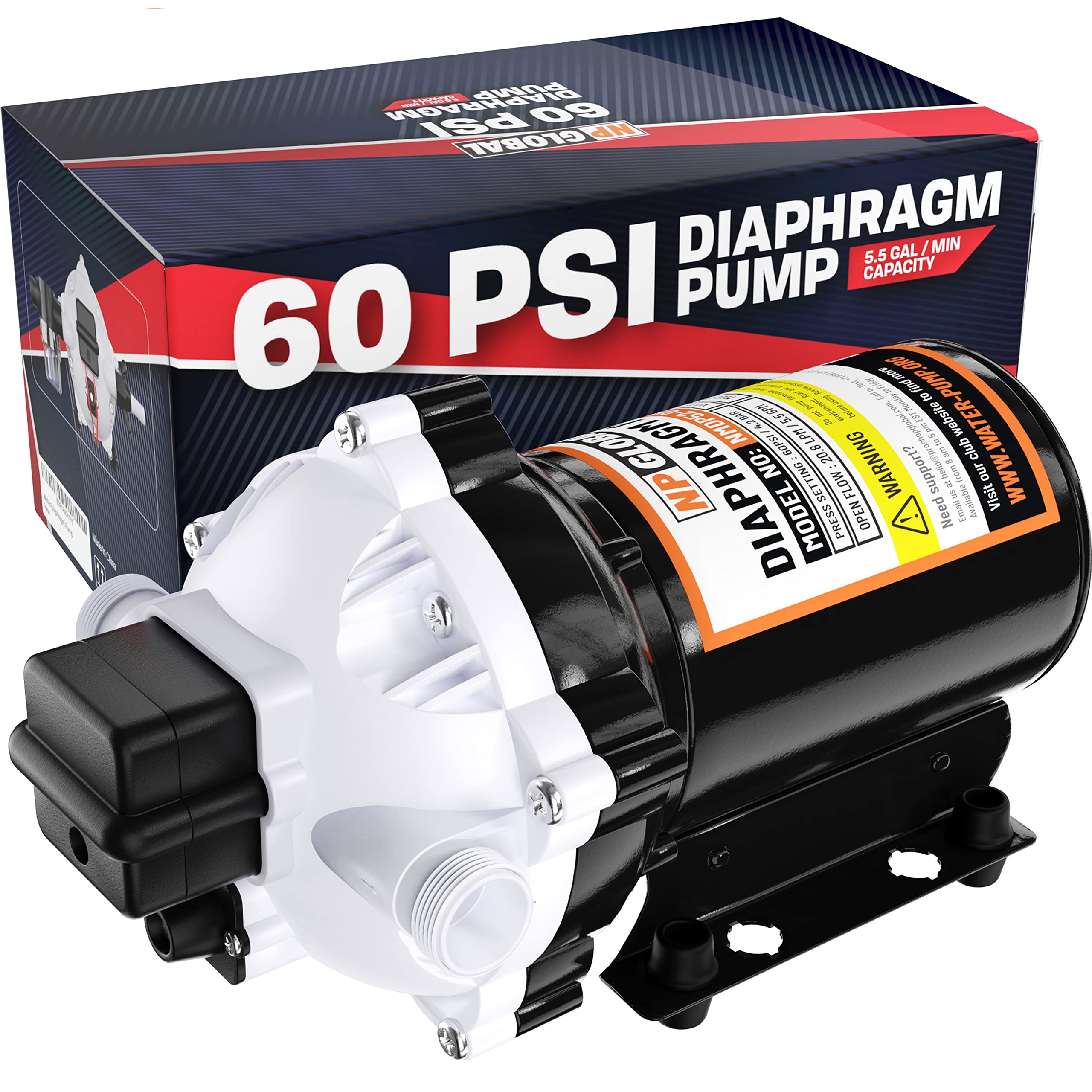 Buy Diaphragm Pump 12V DC, 5.5GPM, 60PSI Water Diaphragm Pressure Pump
