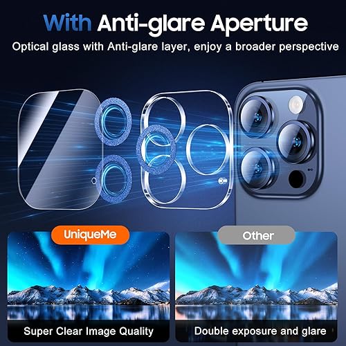 Miniatura 280 de UniqueMe [Paquete de 3 protectores de lente de cámara compatibles con iPhone 14 Pro Max/iPhone 14 Pro, vidrio templado, [compatible con fundas]