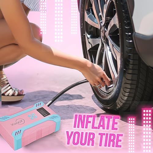 Miniatura 2 de XoooX Kit de arranque portátil A17 para automóvil con bomba de neumáticos integrada cables de arranque con batería de arranque de 12 V cargador de