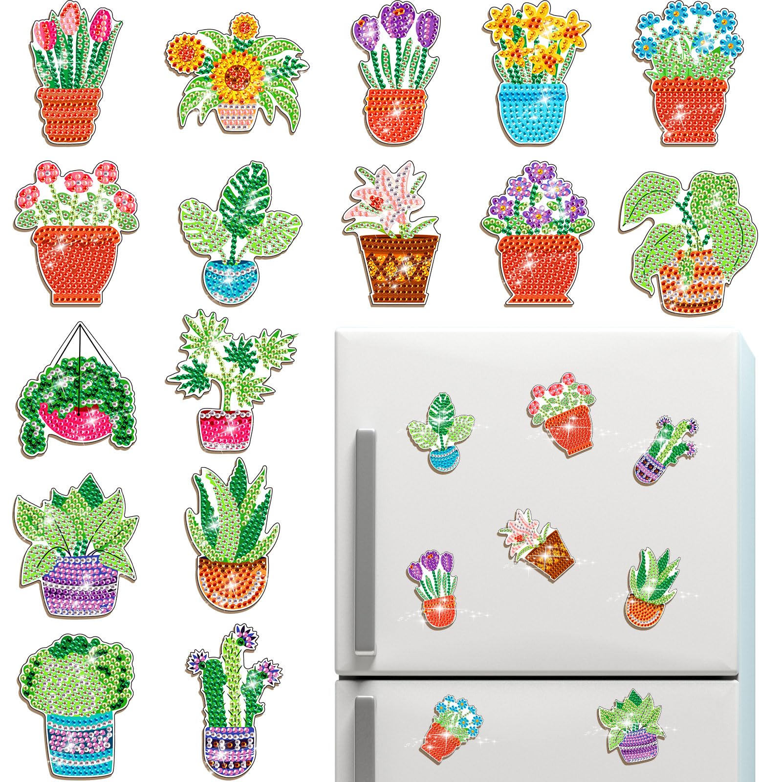 5 Pièces Aimants De Réfrigérateur Peinture Diamantée Kits D'art Diamant