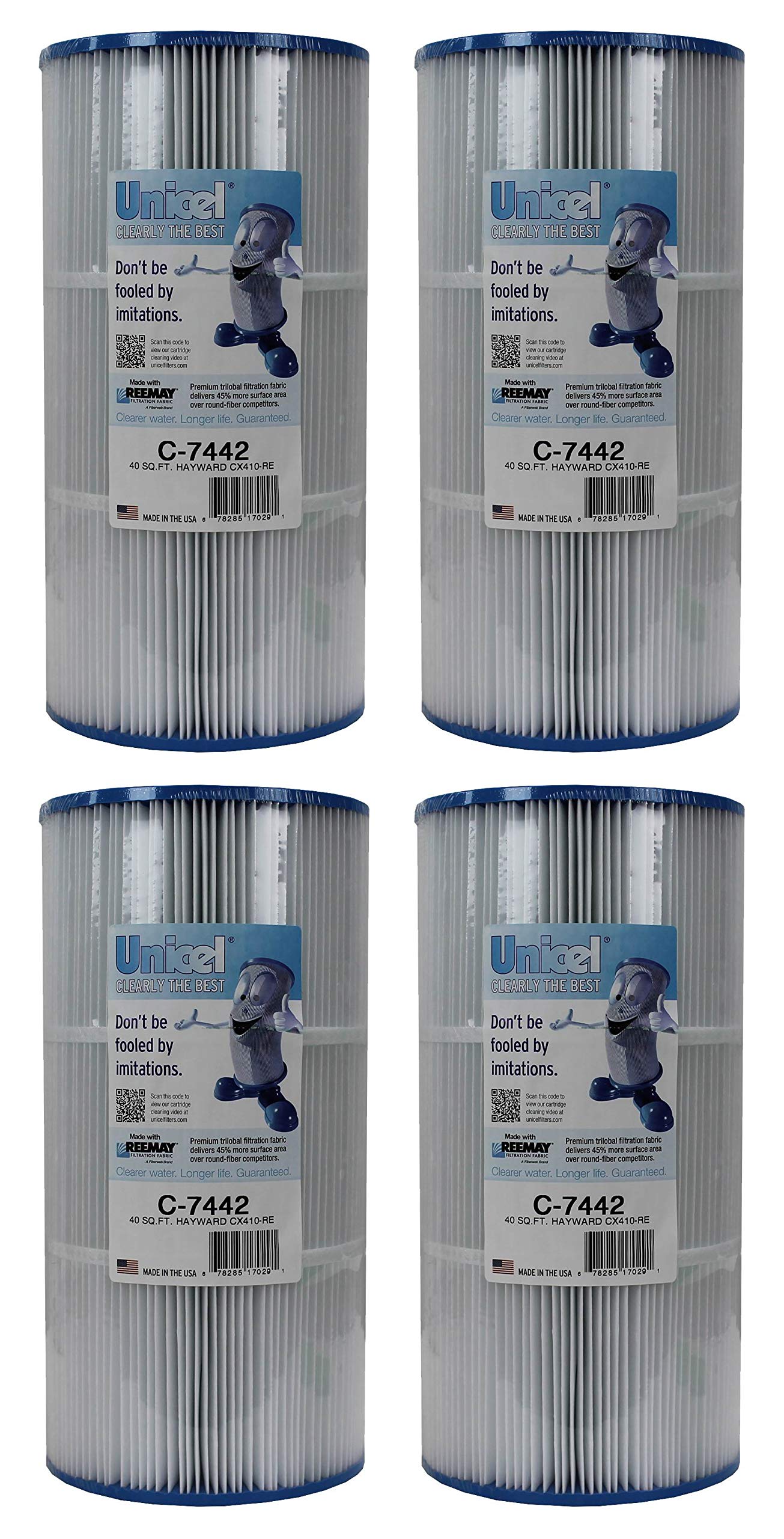 Unicel C-7442 40 Square Foot Media Replacement Pool Filter Cartridge with 120 Pleats, Compatible with Hayward Pool Products (4 Pack)