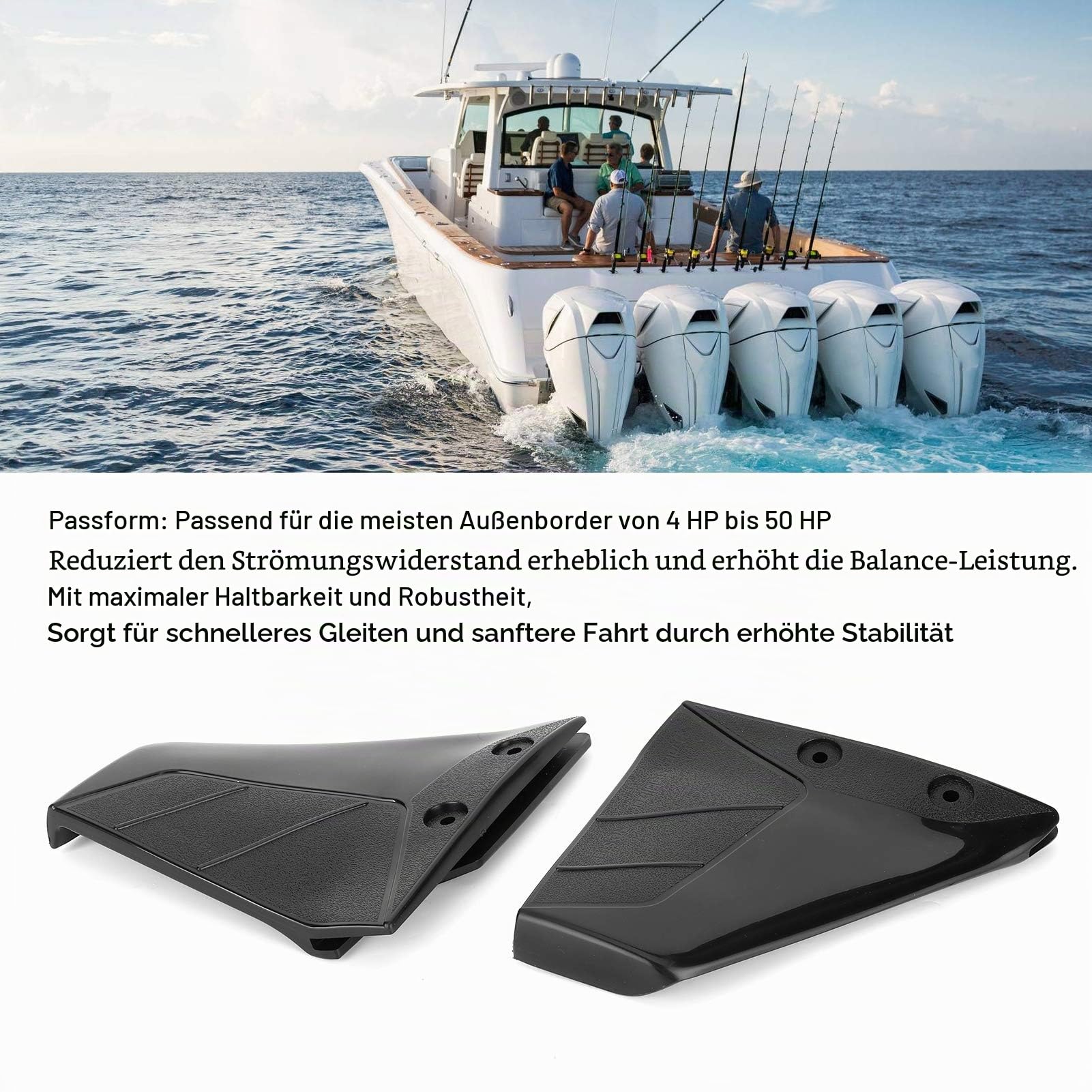 Marine Außenborder Tragflügelboot, Anti- 4-50 PS Außenborder Stabilisator Lamellen Bootsmotor Hydro-Stabilisator mit Edelstahl-Schraubenmutter für 4-50 PS Außenborder