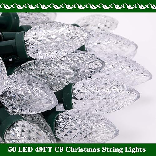 Miniatura 5 de AWQ tira de luces C9 para Navidad, 50LED, 49pies, con enchufe, guirnalda de luces con 8modos de iluminación y temporizador, impermeable y