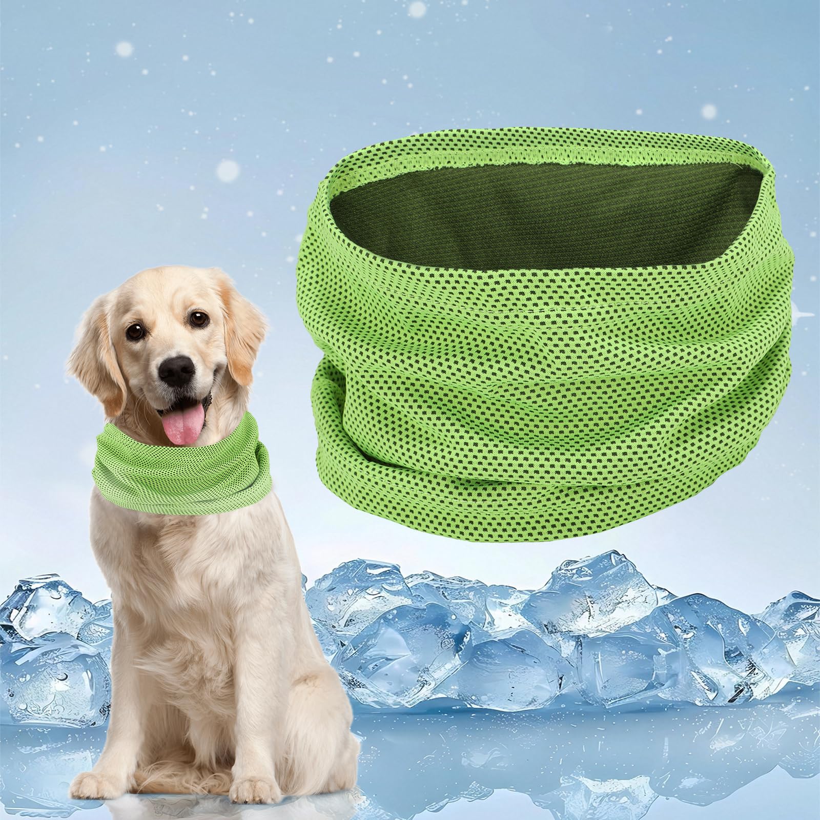 Bandana Rinfrescante Cane, Sciarpa Raffreddamento per Cani, Collare Freddo per Dog, Cooling Foulard Domestico Cani, Collari Rinfrescante Estivo per Cane (Verde-S)