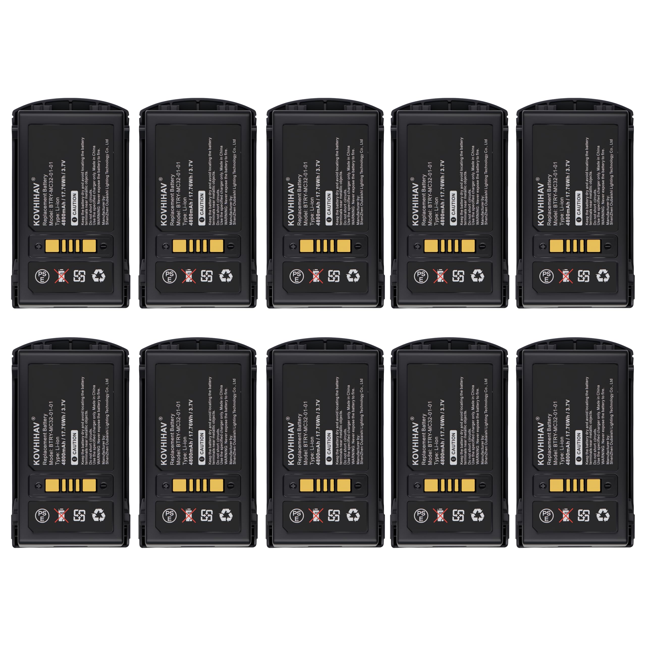 MC3300 MC3200 Series Scanner Battery Compatible with BTRY-MC32-01-01 BTRY-MC32-52MA-01 BTRY-MC33-52MA-01 82-000012-01 10 Pack
