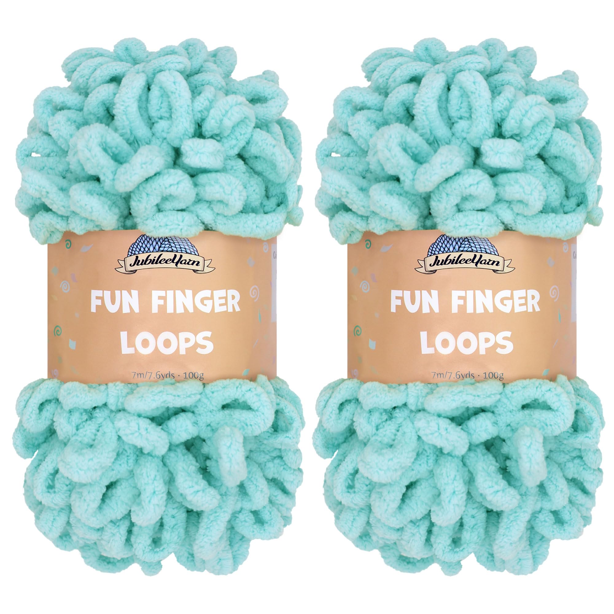 JubileeYarn Fun Finger Loops Yarn, 100% Polyester, Jumbo Weight, Blue, 100g/Skein, 2 Skeins