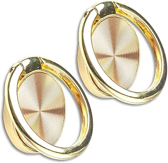 [2 Packs] CD Textures Cell Phone Ring Holder Stand, 360 Degree Rotation Finger Ring Kickstand with Polished Metal Phone Grip for Magnetic Car Mount, Smartphone Accessories