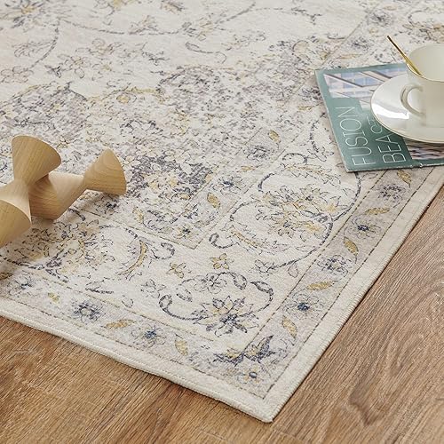 Miniatura 7 de jinchan Alfombra de pasillo de cocina vintage de 2 x 5 pies, alfombra lavable floral antideslizante con parte trasera de goma, alfombra vintage