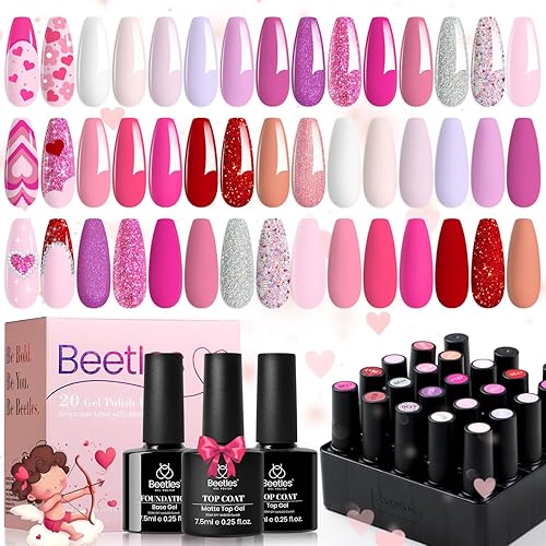 Miniatura 8 de beetles Gel Polish Juego de esmaltes de uñas de gel de 16 colores de 0.5 onzas líquidas, blanco, marrón oscuro, rosa, nude, encanto, natural,
