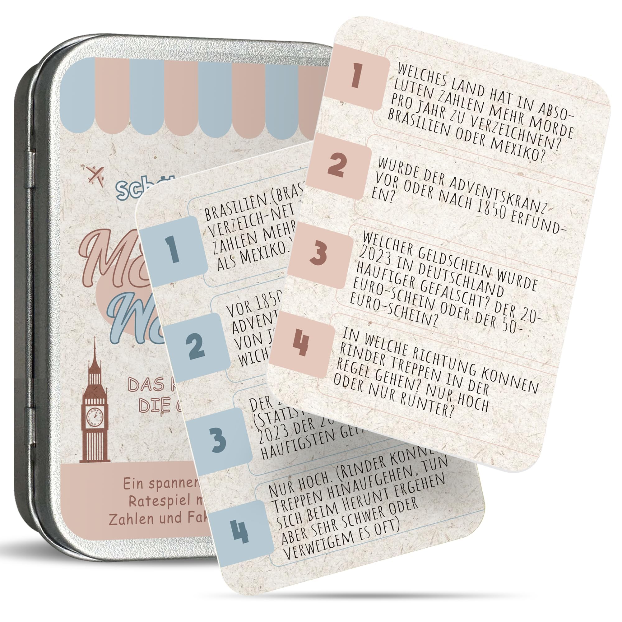 Board Games for Adults, More or Less Card Game (192 Questions), Games for 2 People, Wavelength Game, Holiday Games, Beach Games Adults, Includes 48 Cards & Metal Box