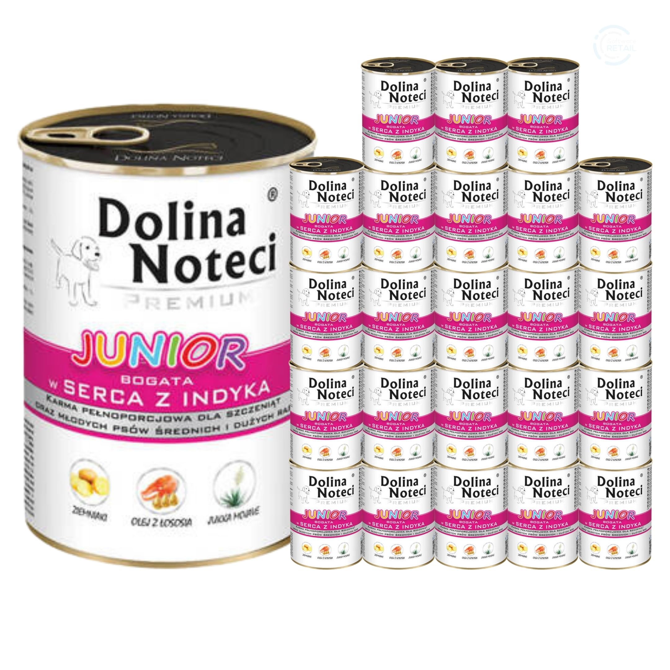 Dolina Noteci Premium Give Your Puppy the Best Start with Junior Wet Dog Food Loaded with Nutrients, Essential Proteins & Pure Natural Goodness! (Turkey Hearts, 24x400g)