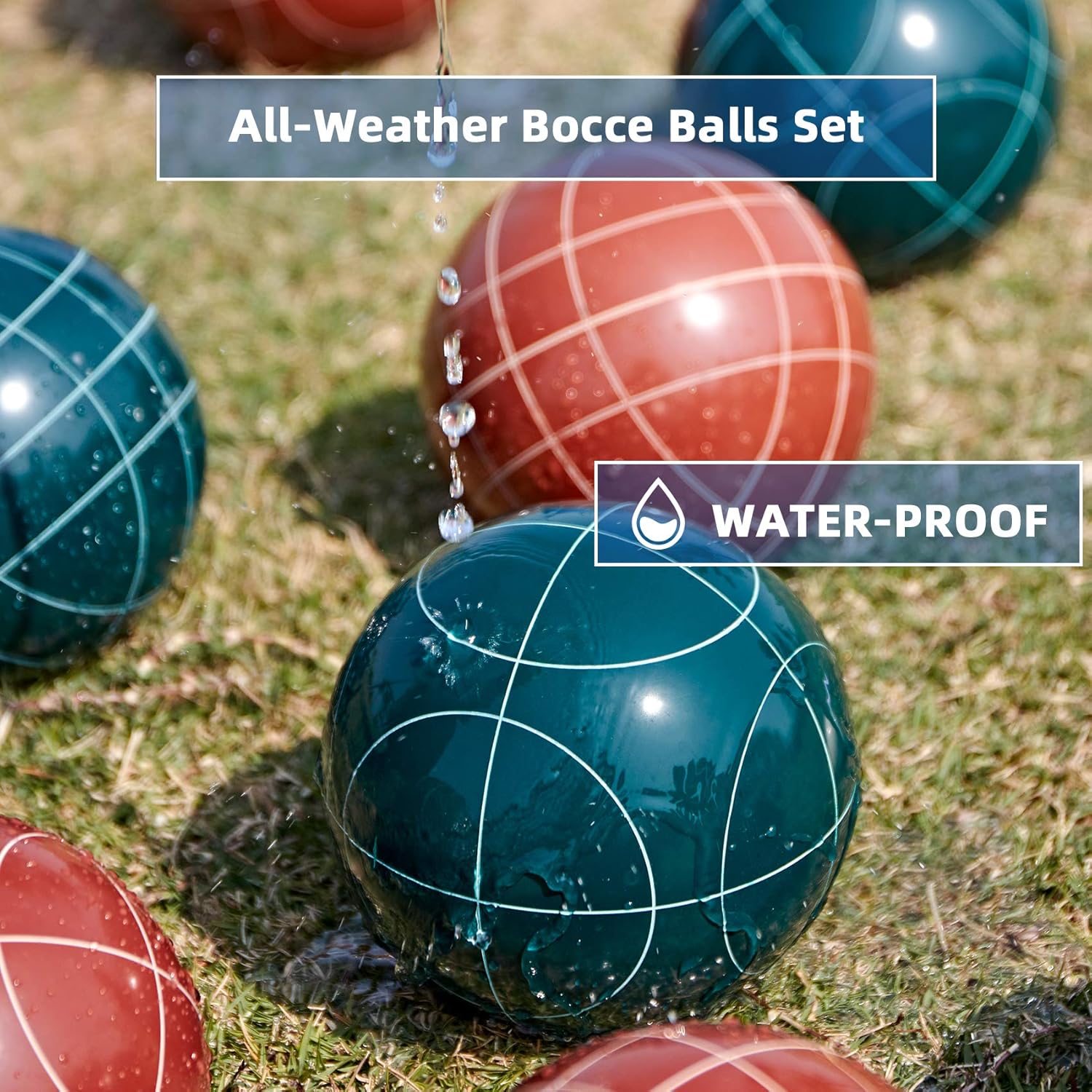 SpeedArmis Bocce Balls Set, 90mm Retro Resin Bocce Game Set for Backyard/Lawn/Beach/Outdoor - 8 Poly-Resin Balls,1 Pallino,Portable Carry Bag,Measuring Tape for Kids/Adults/Family (Red and Green) : Sports & Outdoors