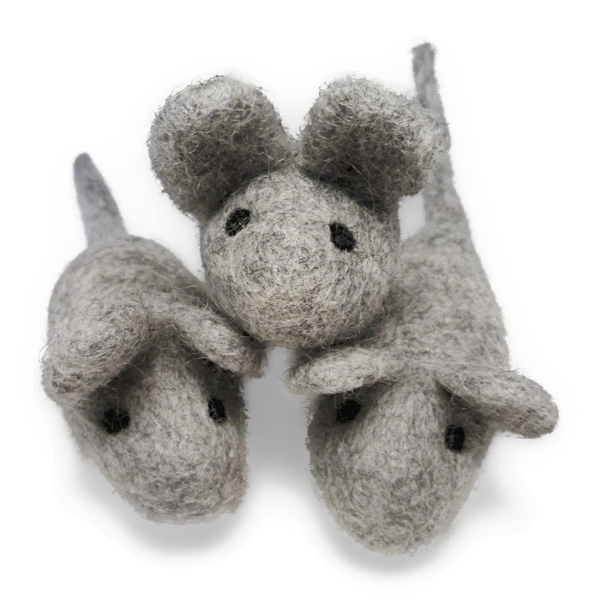 Felt Cat Toys - 3 wełniane zabawki z myszy dla kotów i kotów, kolor may vary, duże, ręcznie robione mice