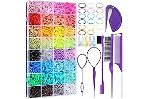 32 Colors Mini Hair Rubber Bands with 16 Styling Tools and Cutter