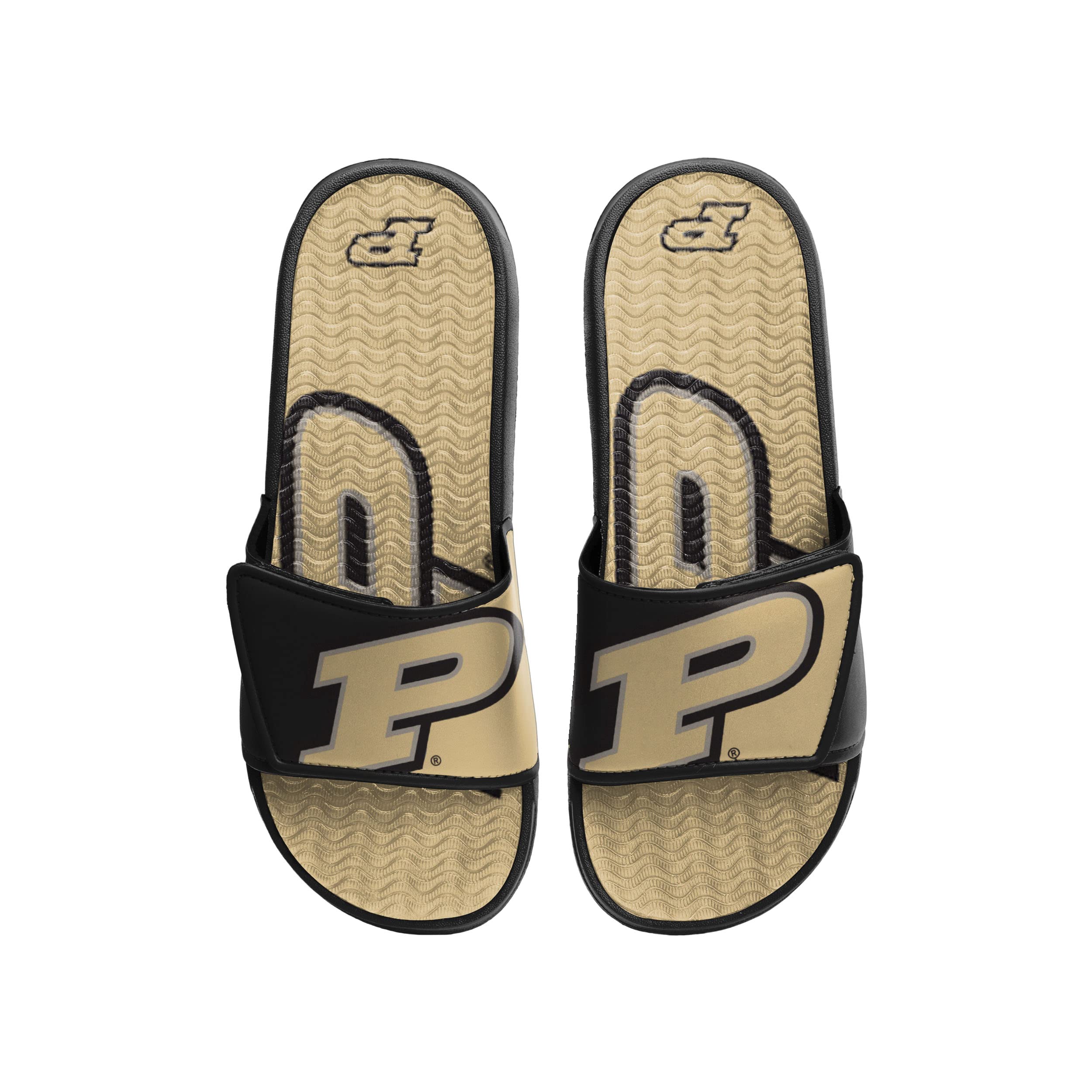 FOCO Purdue Boilermakers NCAA Mens Colorblock Big Logo Gel Slides - L