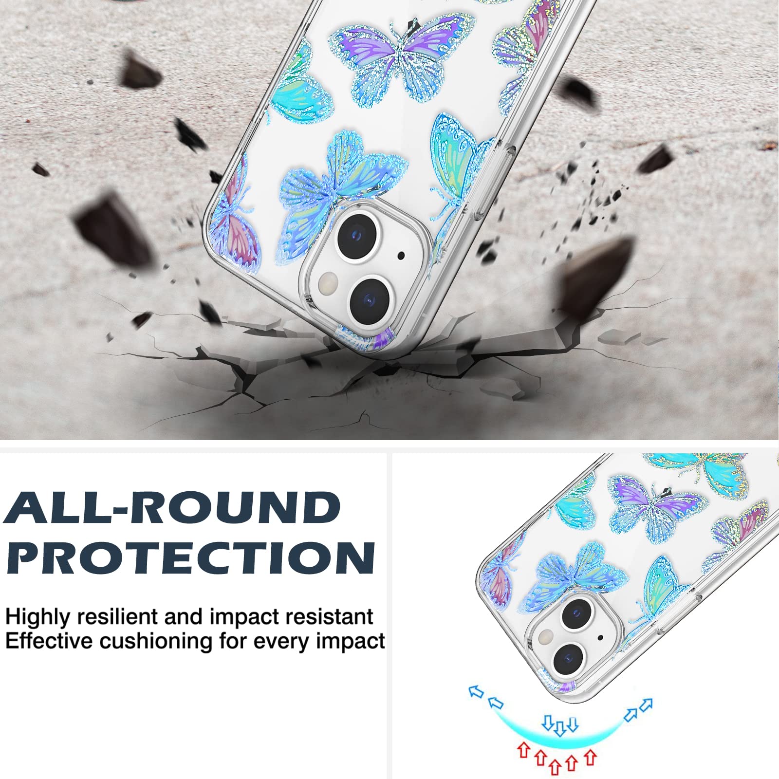 Custodia Portafoglio In Pelle PU Con Farfalla Diamante Per IPhone 14 Max - Flip Cover Con Supporto E Slot Per Carte, Colore Lavanda