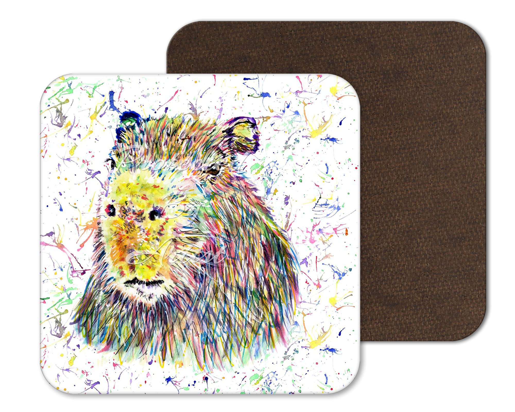 Vixar Coaster Capybara Large Rodent Pet Coasters Watercolour Art Gift Work Office Dining Tea Coffee (1)