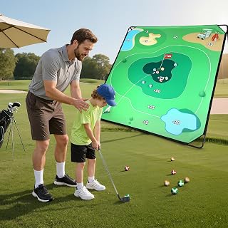 70"x70" Sticky Golf Chipping Game with Hitting Mat & 20 Balls, Portable Backyard Golf Practice Set for Adults & Family, Indoor Outdoor Training & Fun