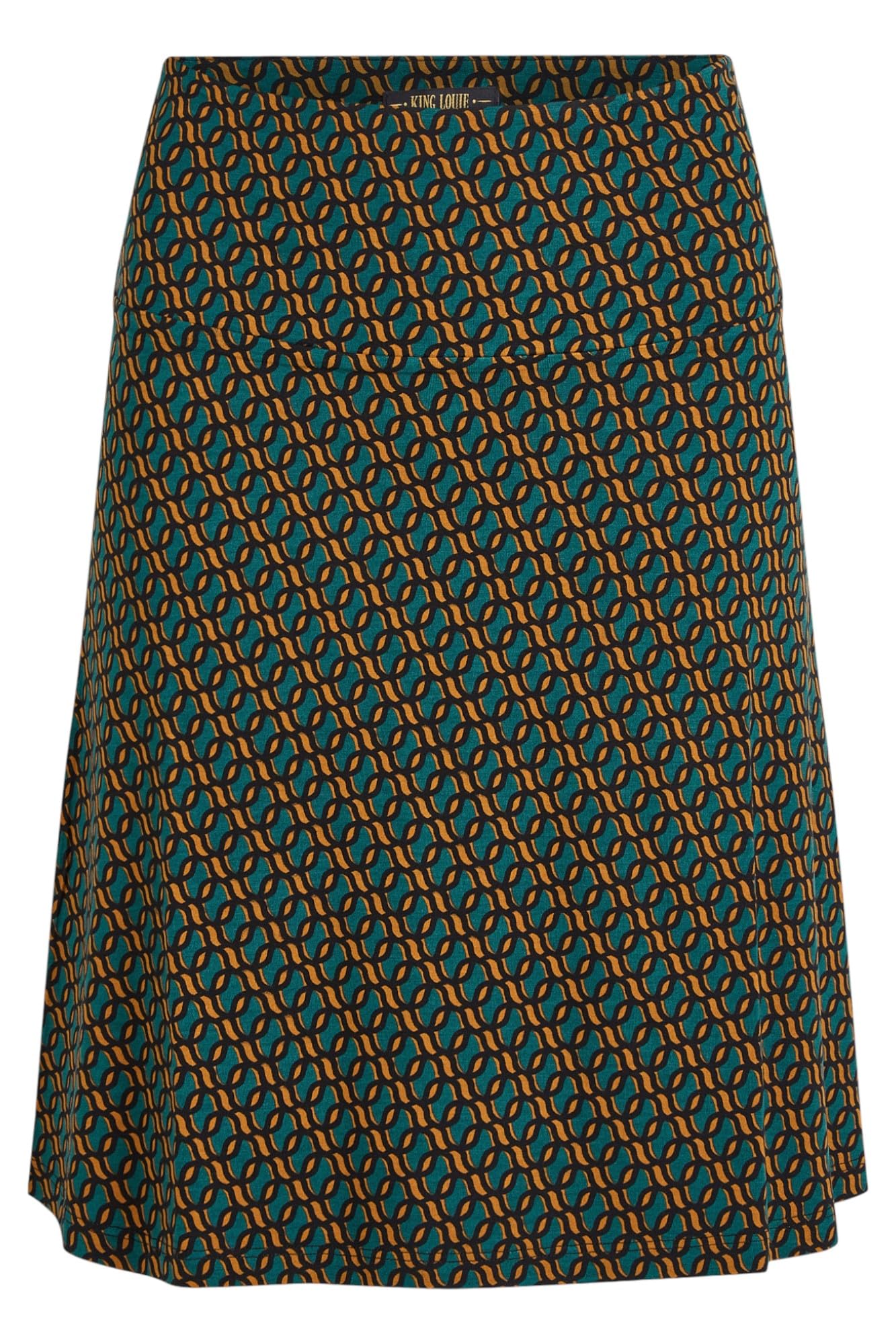 King Louie Damen Rock mit Grafik Print Border Skirt Brisk