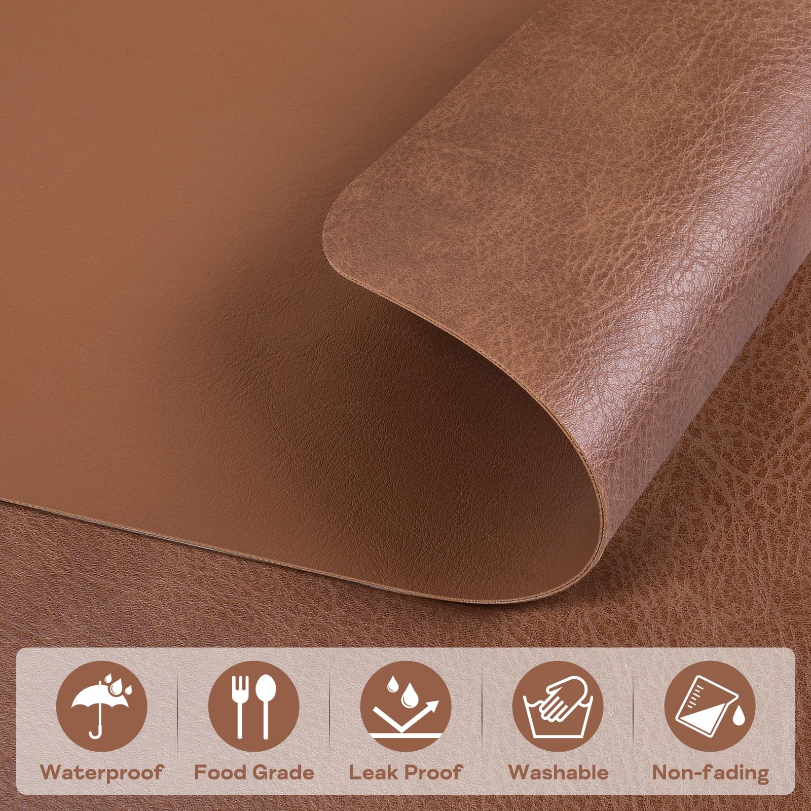 APLKER Placemats Set of 6, Waterproof Washable Table Mats Set of 6 - Image 3