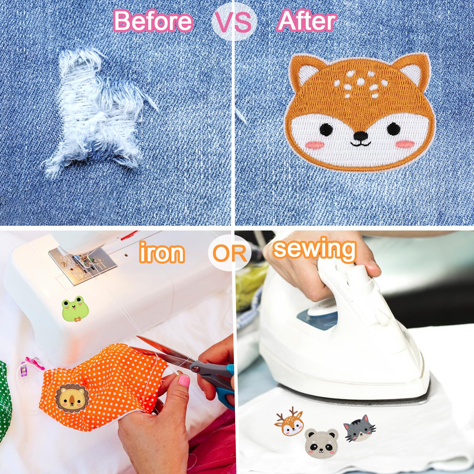 Patch Thermocollant Vetement, 10 Pièces Animal Patch Vetement, Ecusson a Coudre Enfant, Sticker Vetement Thermocollant Applikation für Kleidung, Kleider, Hosen, Hüte, Jeans