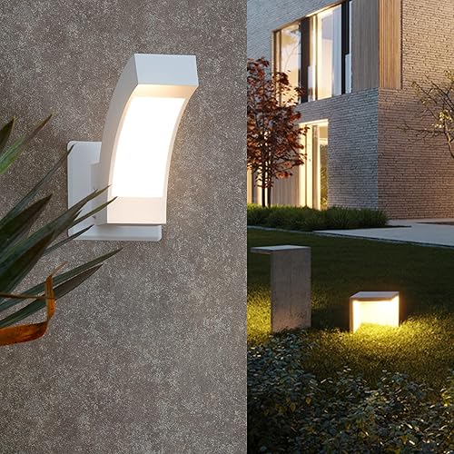 Miniatura 2 de Inowel Paquete de 2 luces LED de porche blancas para exteriores para garaje patio IP54 impermeable 600 lúmenes lámpara de montaje en pared exterior