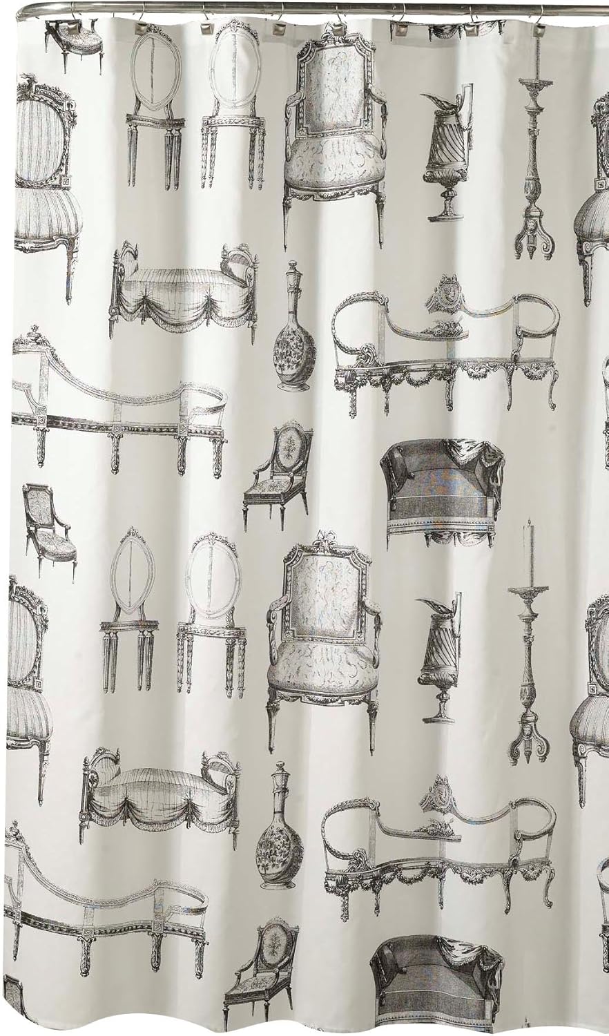 m.styles Take A Seat Shower Curtain, Black/White Home