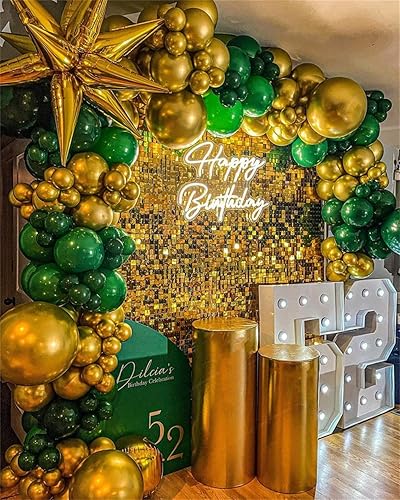Miniatura 5 de DNBOD Kit de guirnalda de globos verdes y dorados 132 globos verde oscuro globo dorado metálico y globo dorado de Mylar 4D para adultos cumpleaños