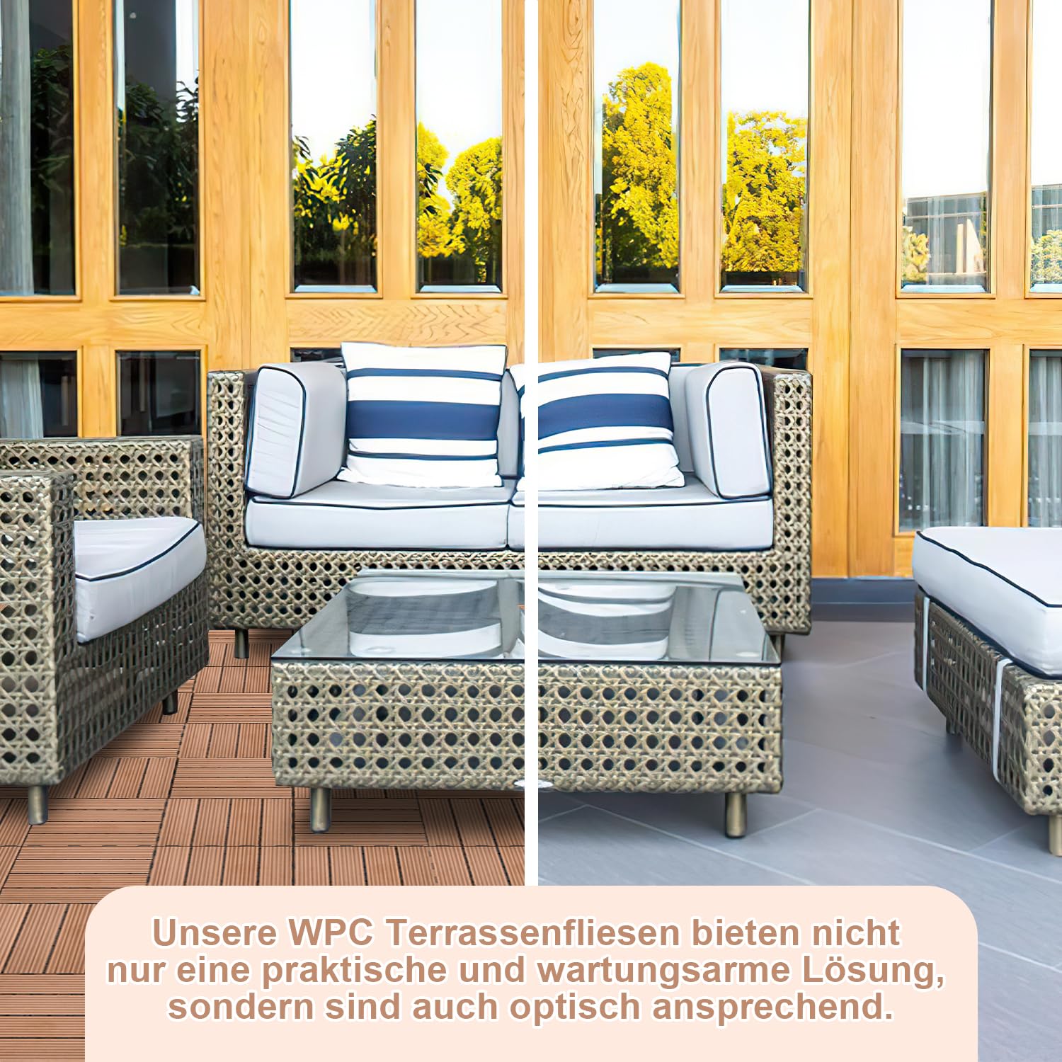 Eulenke WPC - Baldosas de terraza (12 unidades, 30 x 60 cm, para suelo de balcón, azulejos de clic, azulejos de balcón en imitación de madera, revestimiento de suelo resistente a la intemperie para