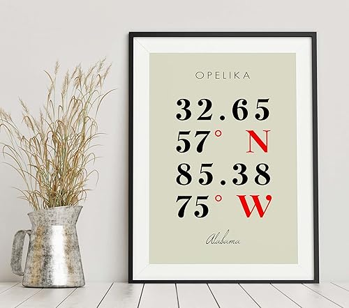 Miniatura 6 de Mapa de Opelika, Alabama, Coordenadas Multilíneas de Colores (8x10)