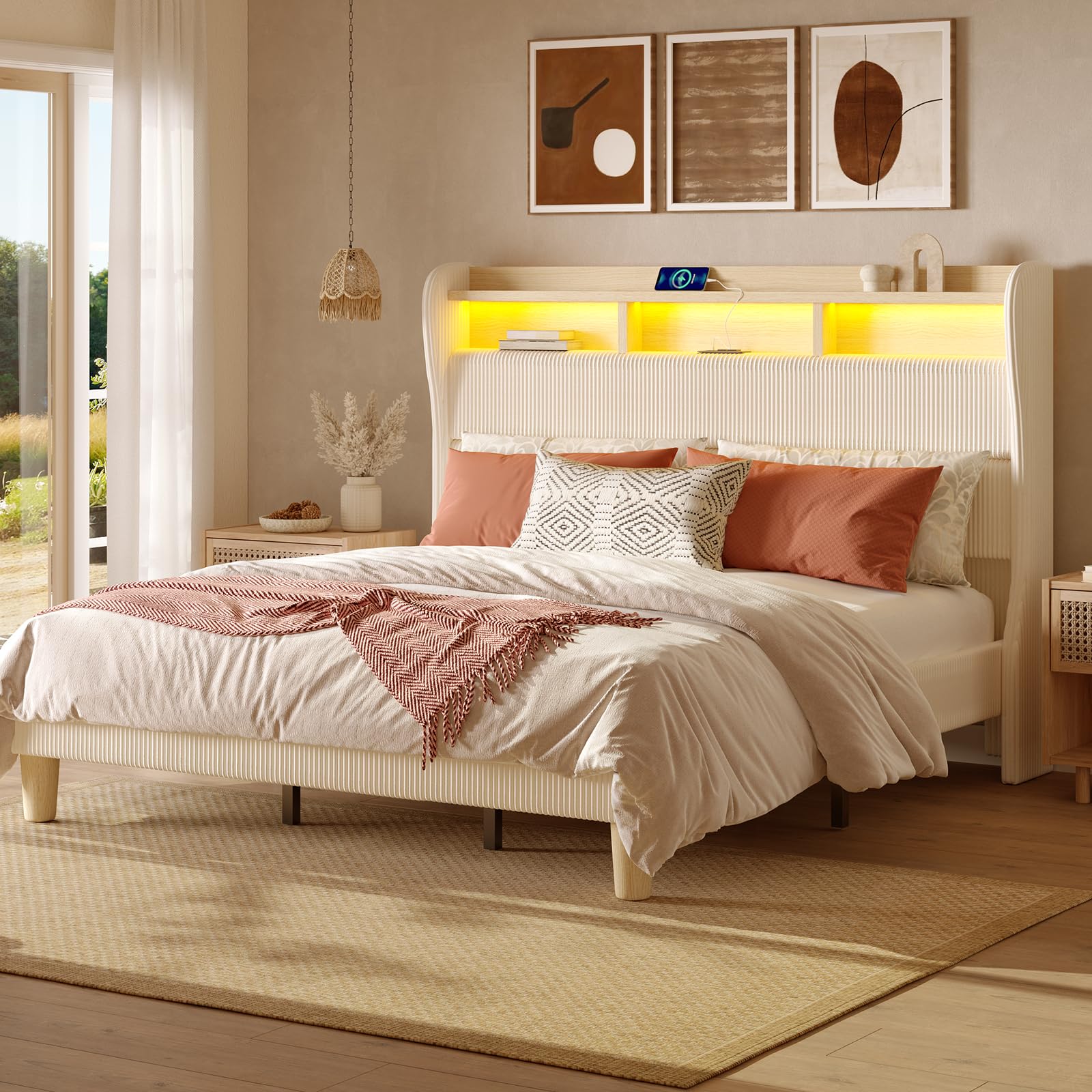 5 Best King Bed Frames With Headboards for 2026 3 Bestier King Bed Frame with High Headboard & Charger & LED,Upholstered | 2 Stora - product photo