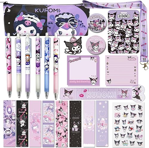 Juego de suministros escolares de dibujos animados de oficina que incluye estuche para lápices bolígrafos giratorios para tarjetas con cordón