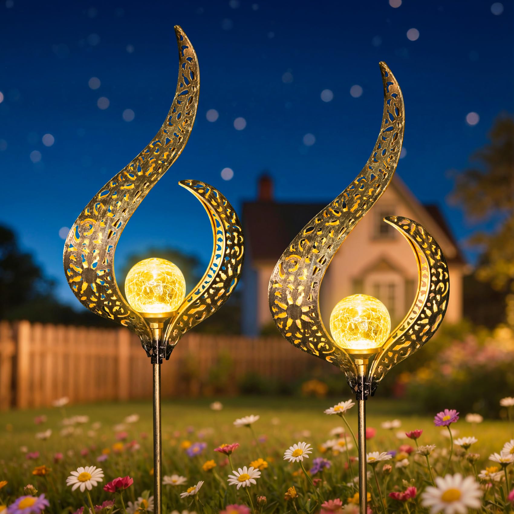 HOMEIMPRO Luces solares de jardín impermeables para exteriores, regalos para mamá, papá, arte de patio, camino, adornos de césped, decoración al aire libre, regalos de cumpleaños para esposa y mujeres
