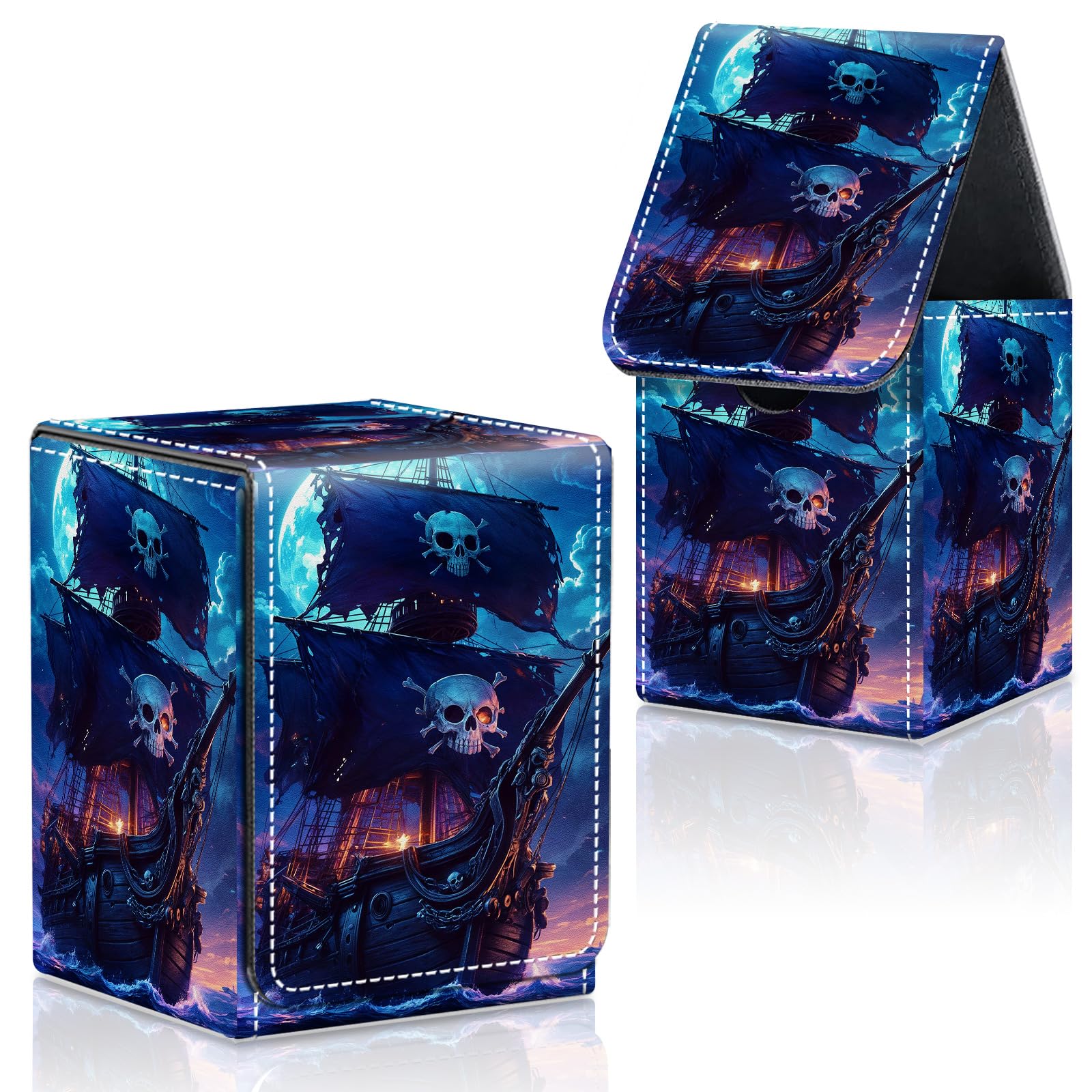 CAPAUNVDA Card Deck Box for MTG Commander Trading Cards with Magnetic Closure,Premium Card Storage Box Case Cover for MTG TCG CCG Magic Cards,Pirate