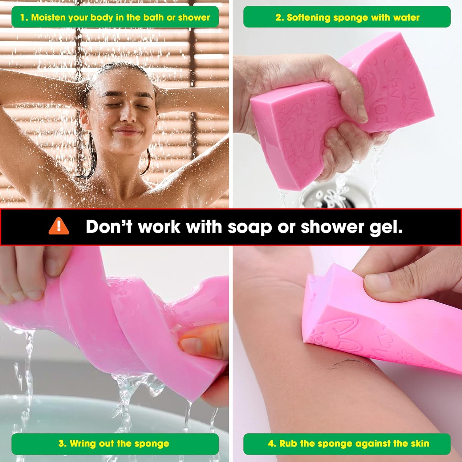 Nado Care Exfoliating Bath Sponge, Spa Scrub Exfoliating, Bath Body Shower Sponge, Dead Skin Sponge Remover for Adult, Baby, Pregnant Women, 2 pcs Random Colors : Beauty & Personal Care