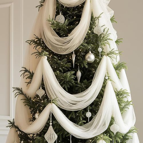 100 ft White Christmas Tree Garland White Decorative Veil Christmas