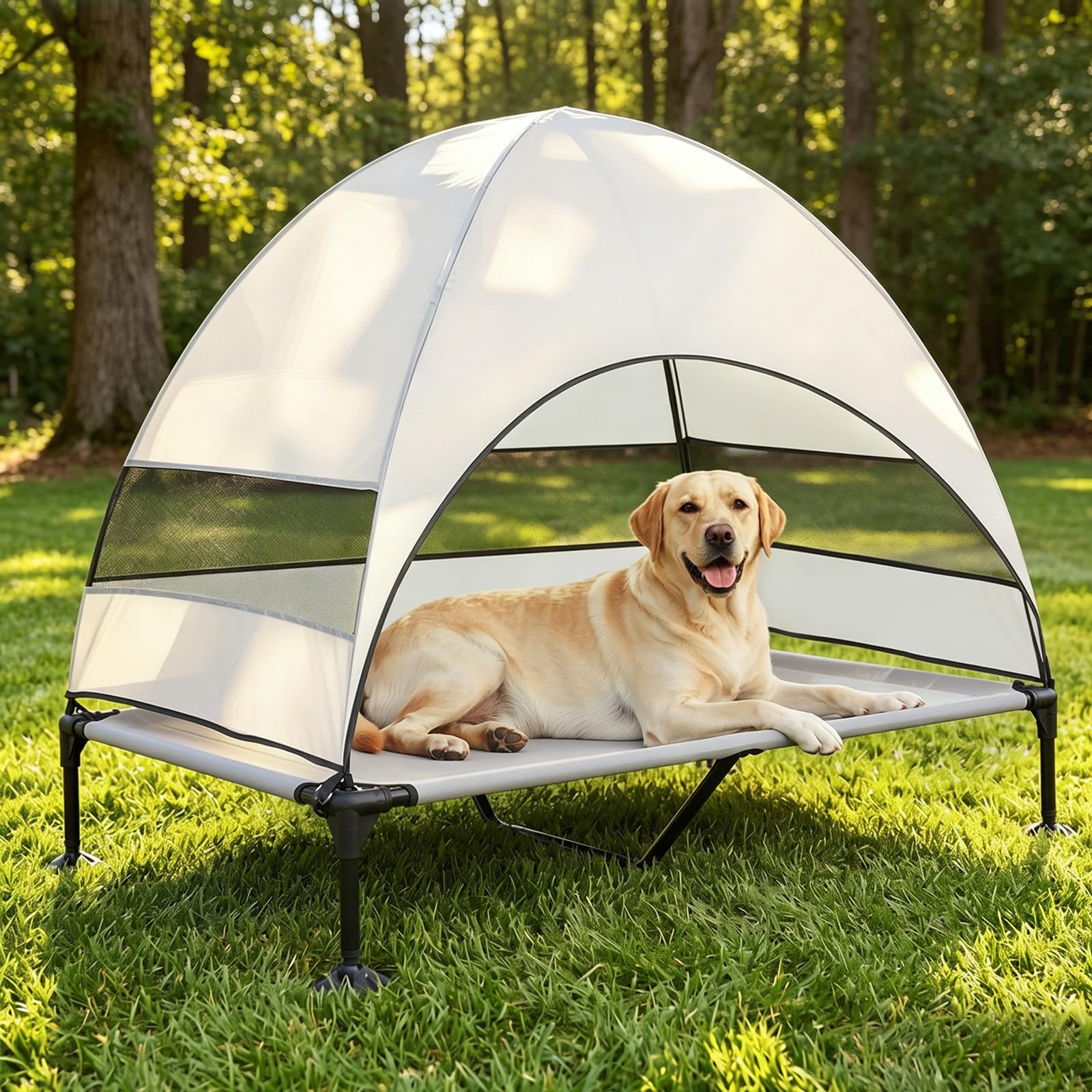 Snagle Paw Hundeliege mit Dach,Erhöhtes Hundebett mit Stabile Anti Rutsch Füße,Breiterer Schatten Hundeliege Outdoor,Wasserfest Hundebett mit Dach Grosse Hunde Camping Indoor & Outdoor — image 1