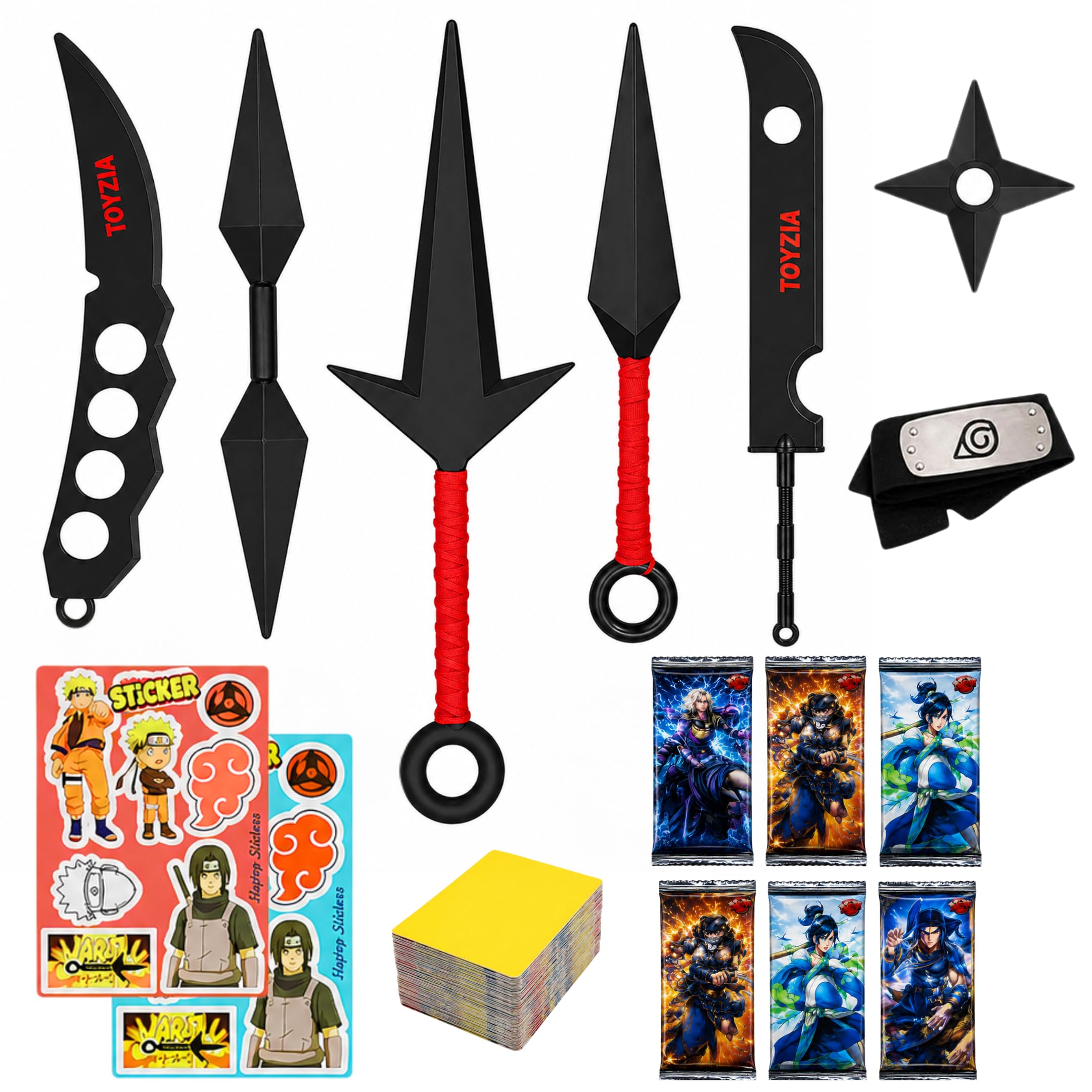 Ninja Kunai Mega Combo Kit – 5 Kunai Knife, Shuriken Star, Headband, Trading Card & Sticker, Anime Costume Accessory Set for Kids, LARP & Birthday Gifts-image-38