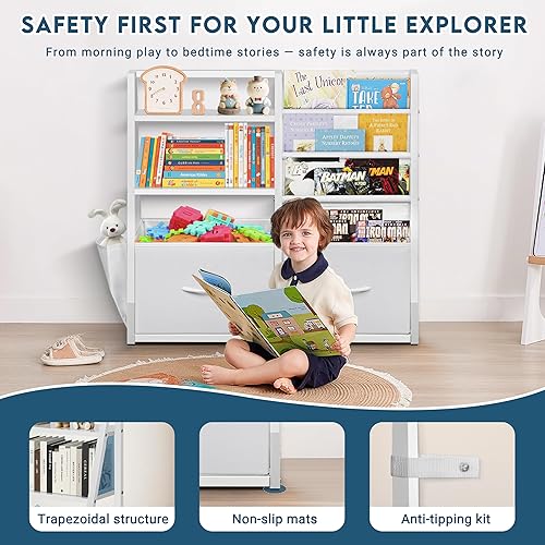 Miniatura 7 de LOFTEY Estantería infantil y almacenamiento de juguetes, estante para libros para habitación de niños, estantería Montessori para niños pequeños con