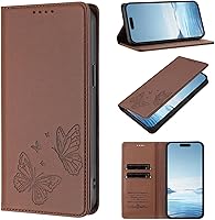 Vista 12 de Butterfly Embossed Leather Wallet Flip Case for Motorola Moto E22i 4G, Magnetic Closure, RFID Blocking Cover, Card Holder Red.