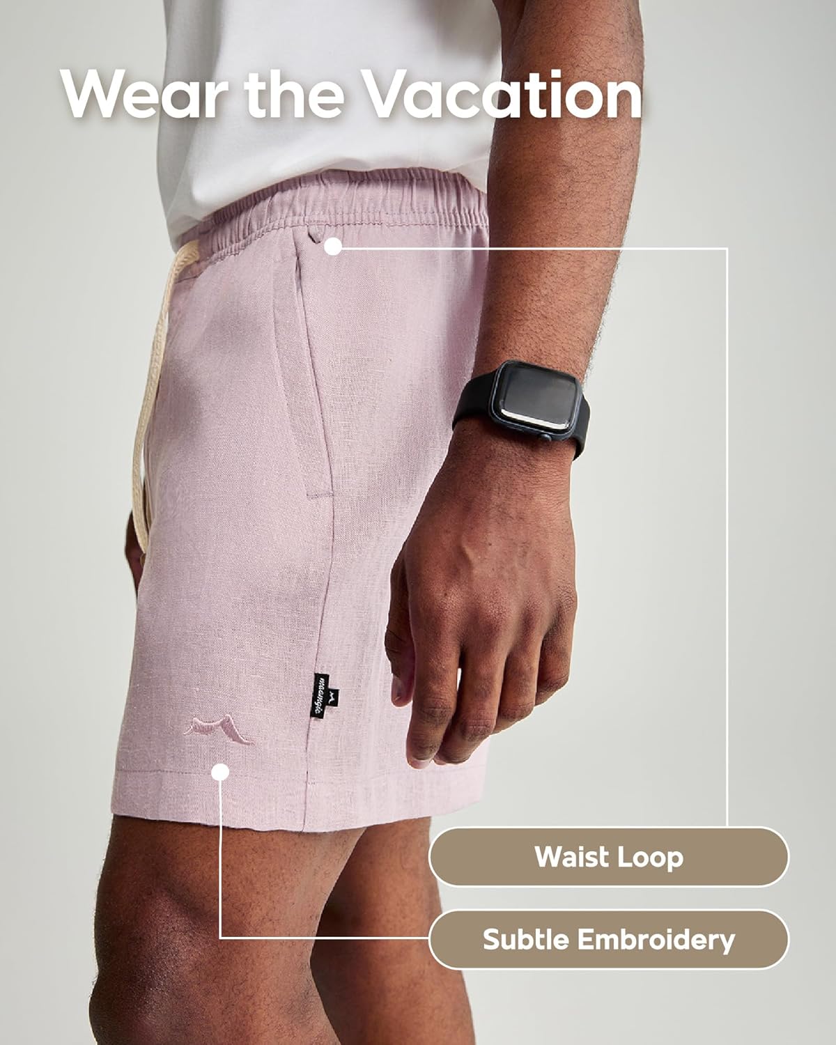 maamgic Mens 100% Linen Shorts Casual Drawstring Elastic Waist, Breathable Summer Shorts for Men Beach Vacation with Pockets - Image 6