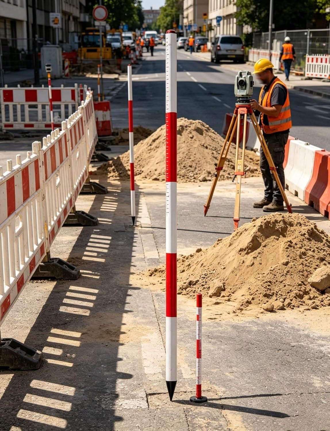 Cinta métrica Ligera Marcado de Aluminio Poste de la encuesta for examinar el mapeo de Tierras de construcción de medición de Profundidad | 500cm/16.4 ft